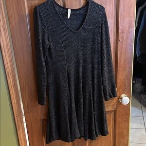 Black Ribbed Long Sleeve Mia & Tess Dress